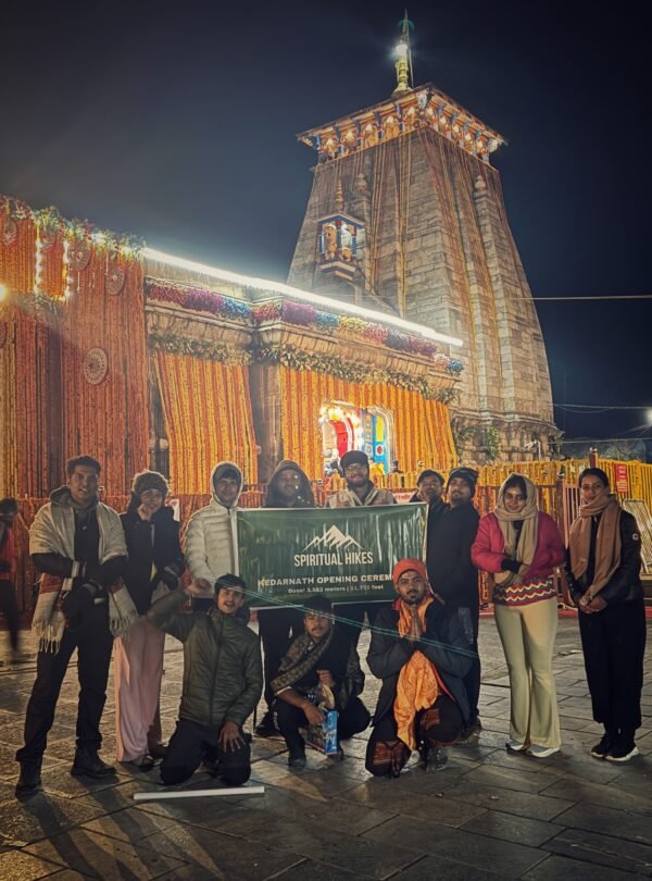 Spiritual Hikes group at Kedarnath Temple
