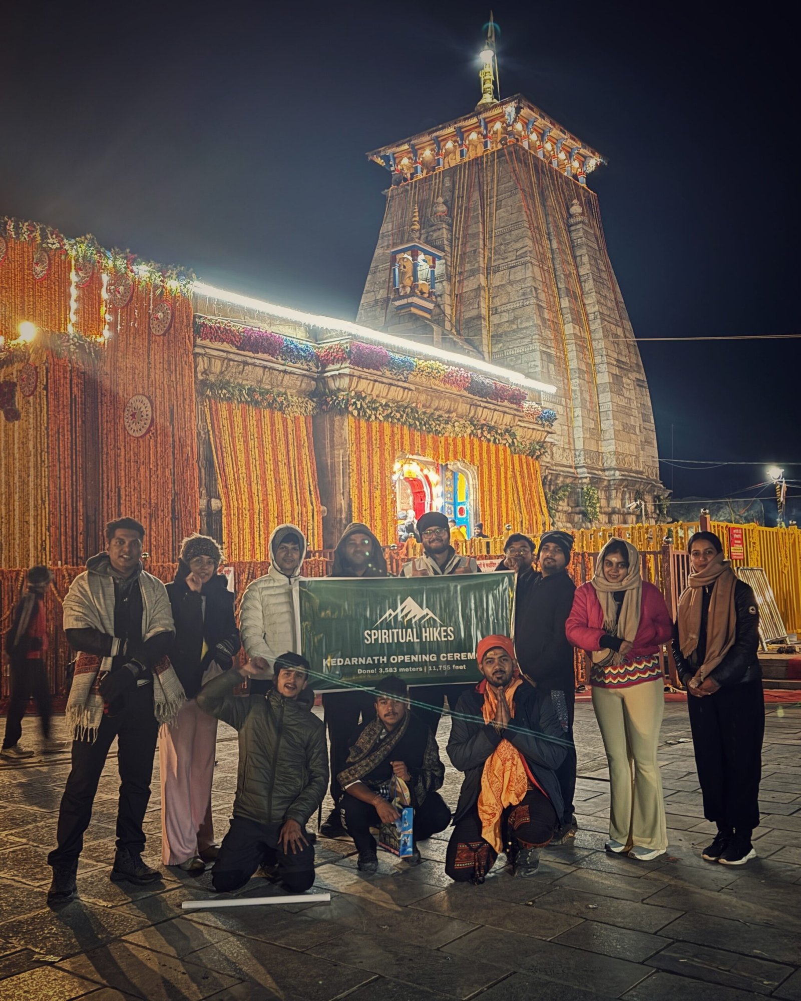 Spiritual Hikes group at Kedarnath Temple