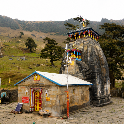 Ancient Madhyamaheshwar Temple in Himalayan Meadows