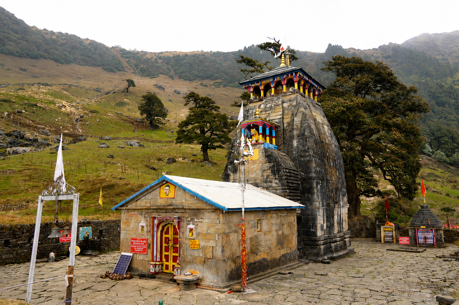 Ancient Madhyamaheshwar Temple in Himalayan Meadows