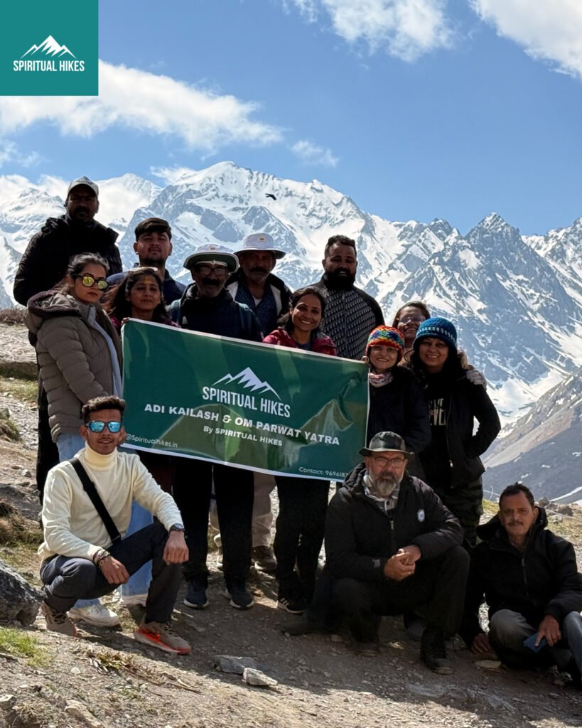 Spiritual hike group at Adi Kailash yatra