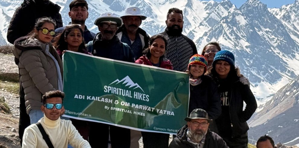 Spiritual hike group at Adi Kailash yatra