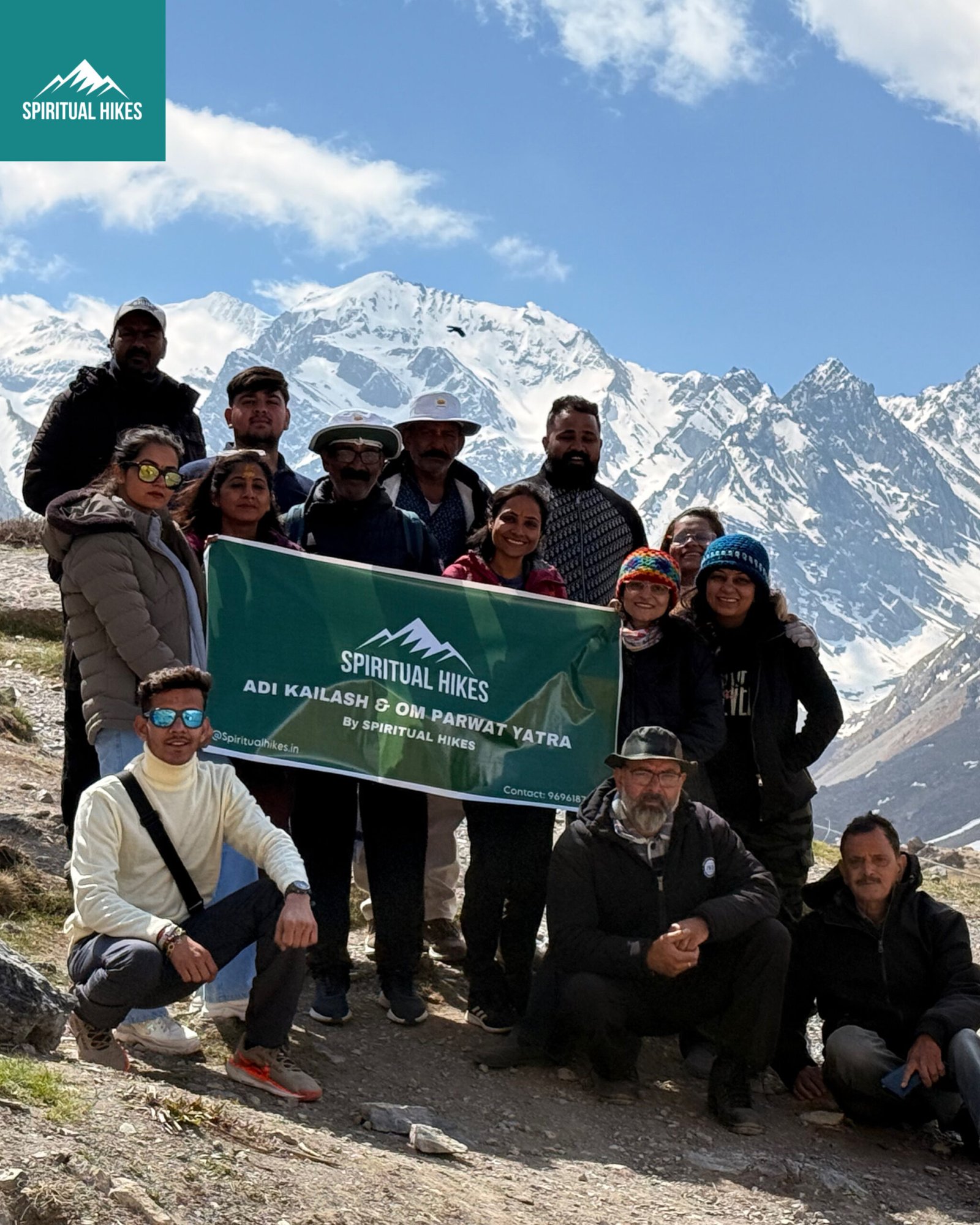 Spiritual hike group at Adi Kailash yatra