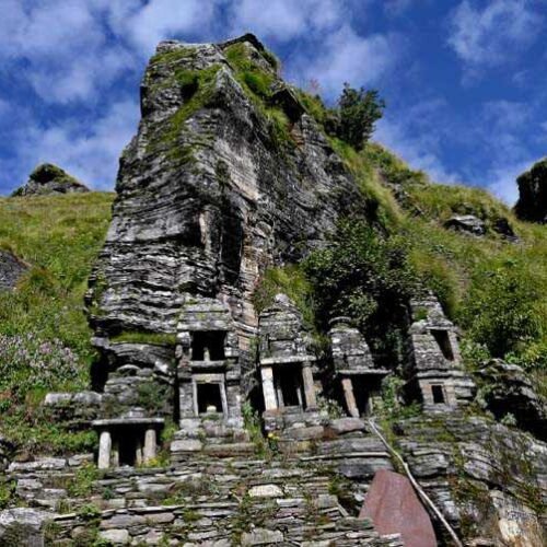 Devotees visiting ancient Rudranath Shiva Temple