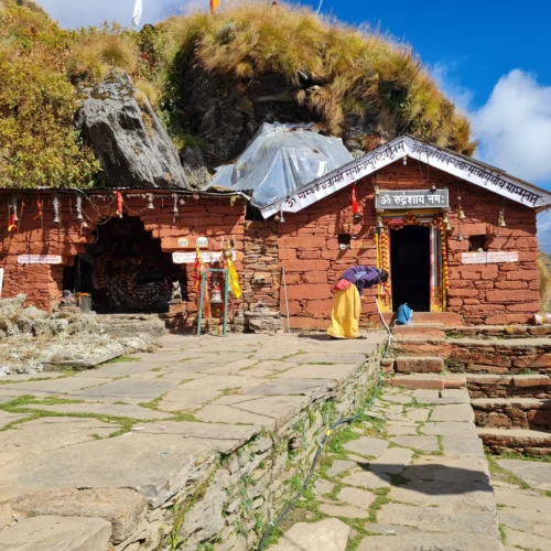 Rudranath Temple amidst majestic Himalayan mountains