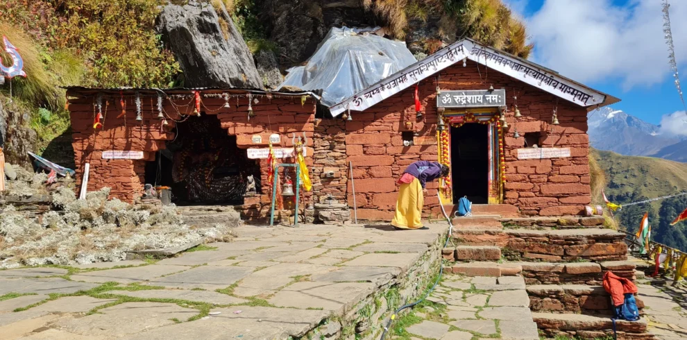 Rudranath Temple amidst majestic Himalayan mountains